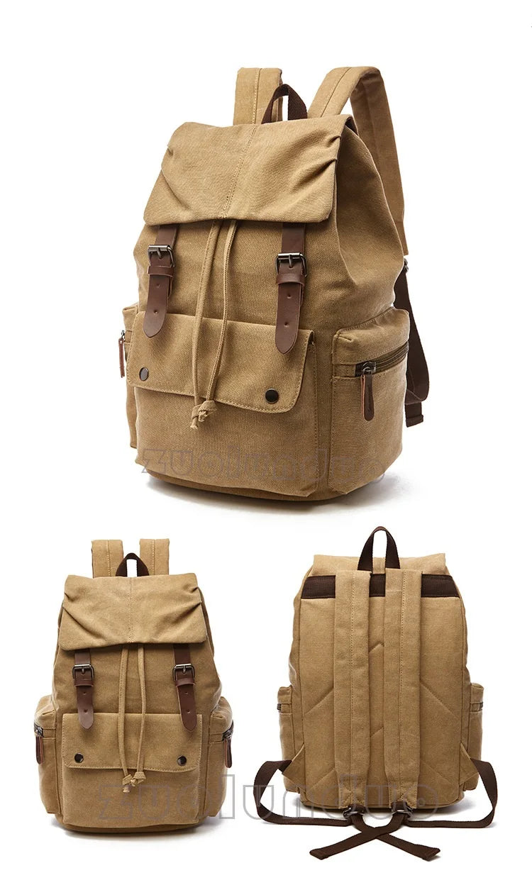 Vintage Canvas Laptop Backpack for School & Travel | Anti-Theft Design