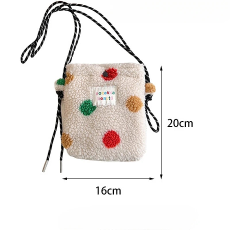 Cute Plush Dot Crossbody Bags for Women | Portable Shoulder Bag