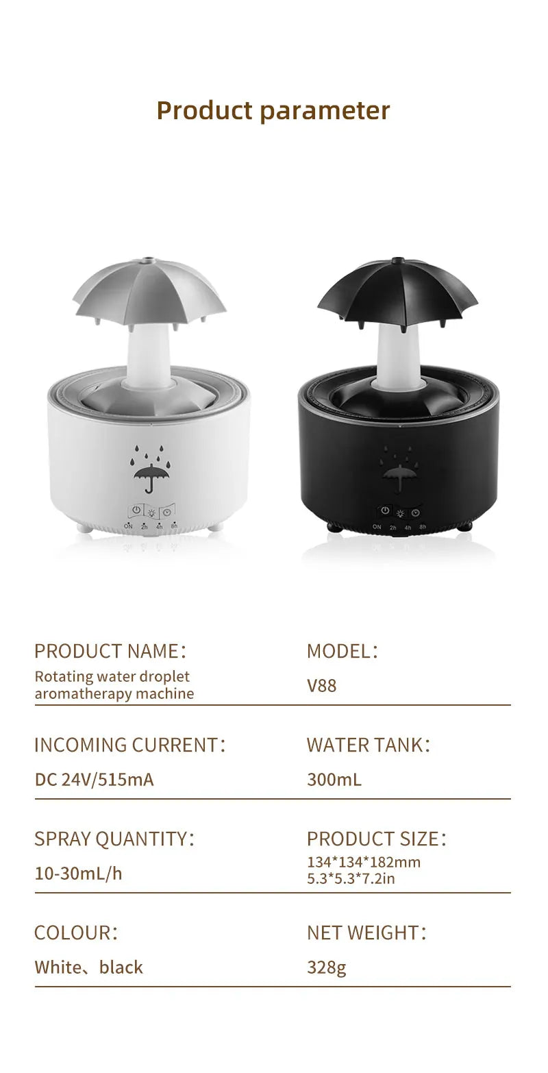 Cloud Rain Humidifier & Aroma Diffuser | Remote Control Night Light