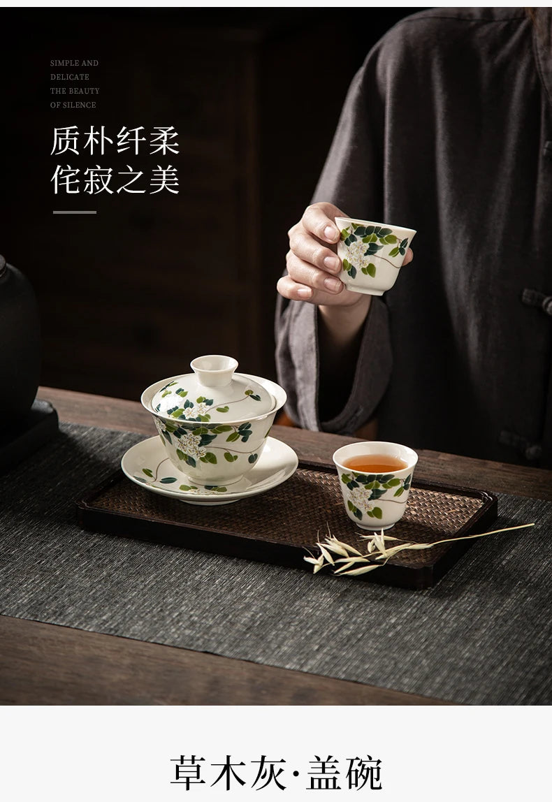 Elegante Gaiwan de Cerámica Gris | Juego de Té Kung Fu Perfecto