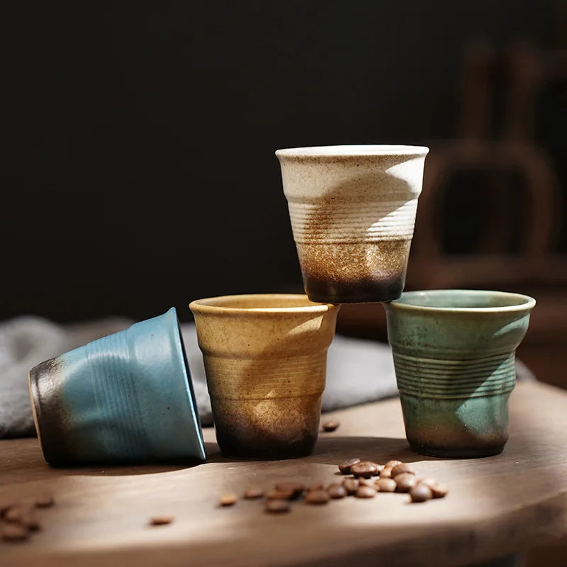 Creative Japanese Retro Ceramic Coffee Mugs | Stylish Latte Cups