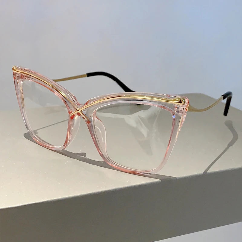 Trendy Oversized Cat Eye Eyeglasses | Vintage Blue Light Blockers