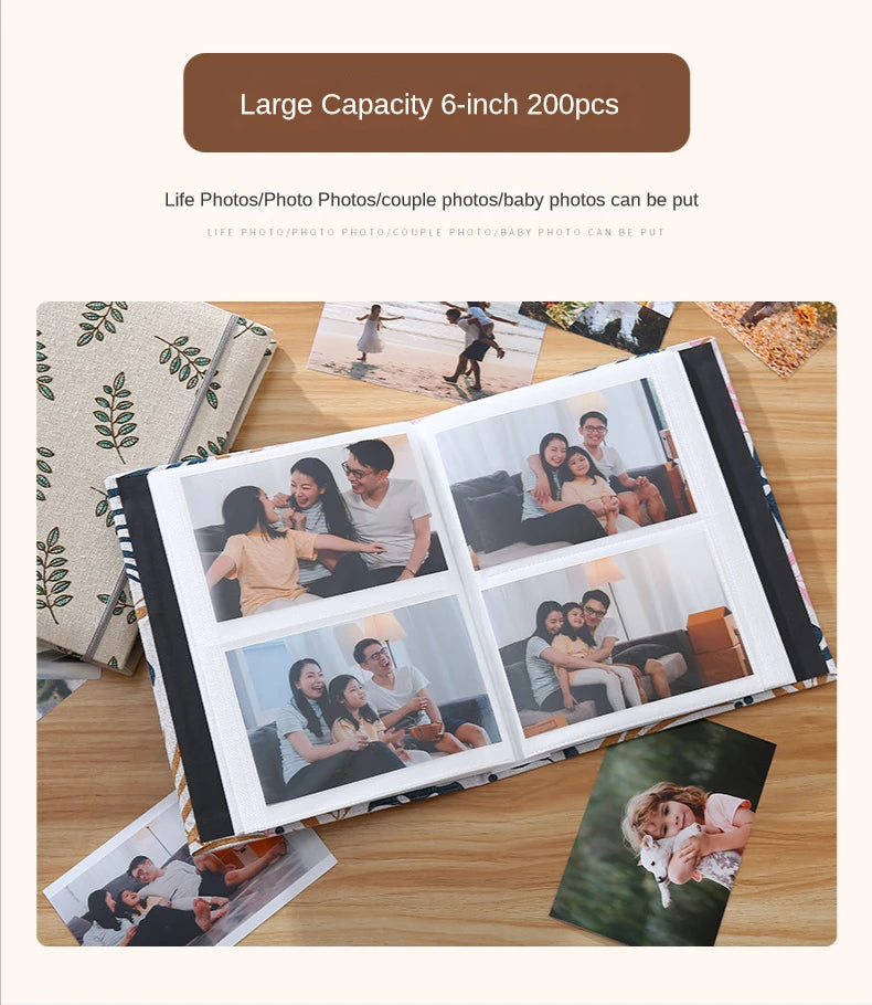 200pcs 6-inch Fabric Photo Album | Large Capacity Family Keepsake