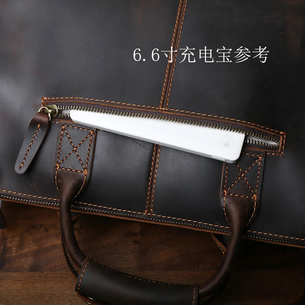Genuine Leather Retro Men's Handbag | Large Capacity Crossbody Bag