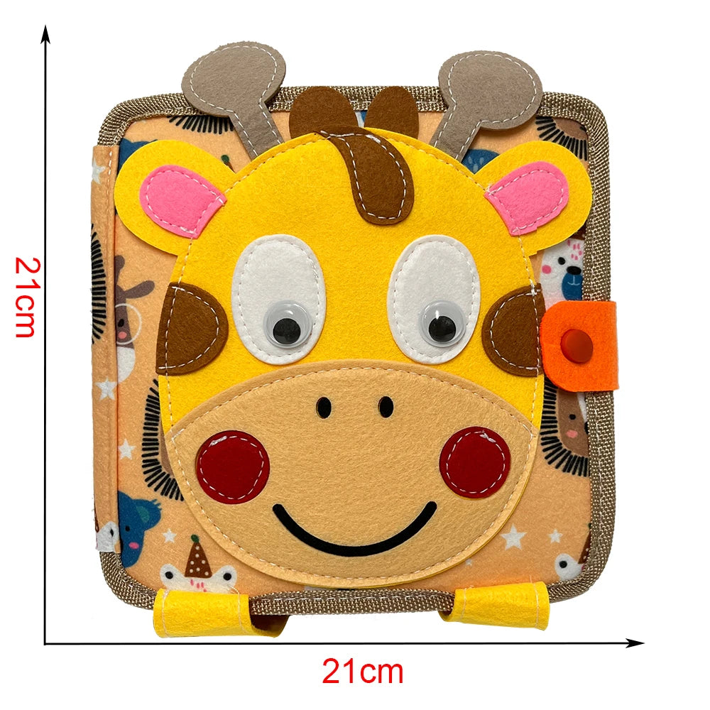 Montessori Giraffe Busy Board | 3D Felt Learning Toy for Kids