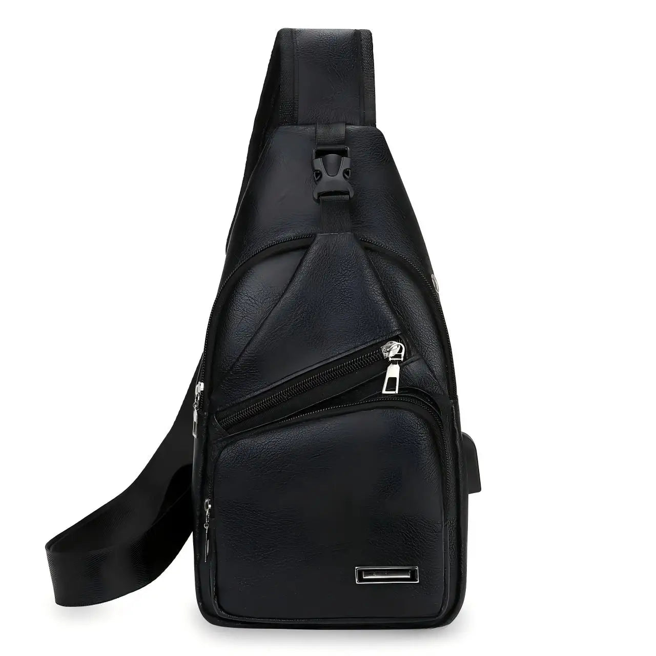 Fashionable Casual PU Crossbody Bag with USB Charging Functionality