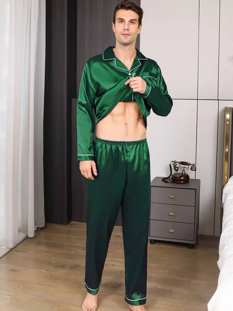 Men's Satin Pajama Set | Comfortable Summer Sleepwear for Men