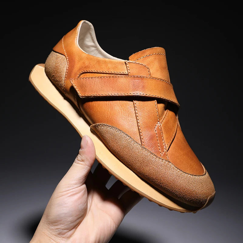 Handcrafted Men's Retro Casual Sneakers | Calf Leather Sneakers