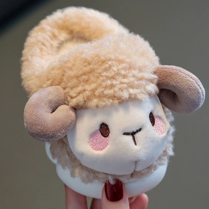 Lovely Fluffy Lamb Plush Slippers | Cute Warm Indoor Slides