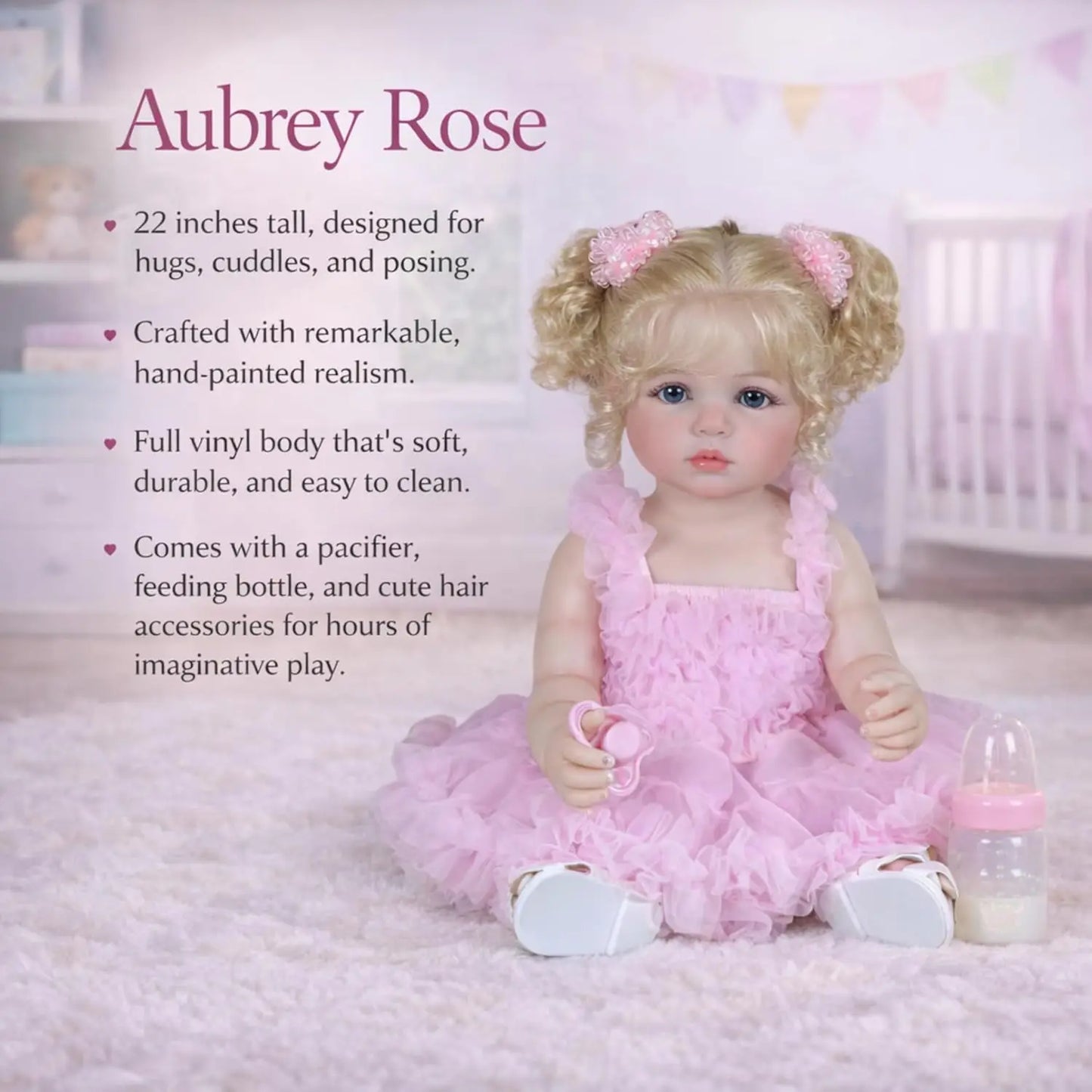 22" Realistic Reborn Baby Doll with Princess Outfit & Accessories