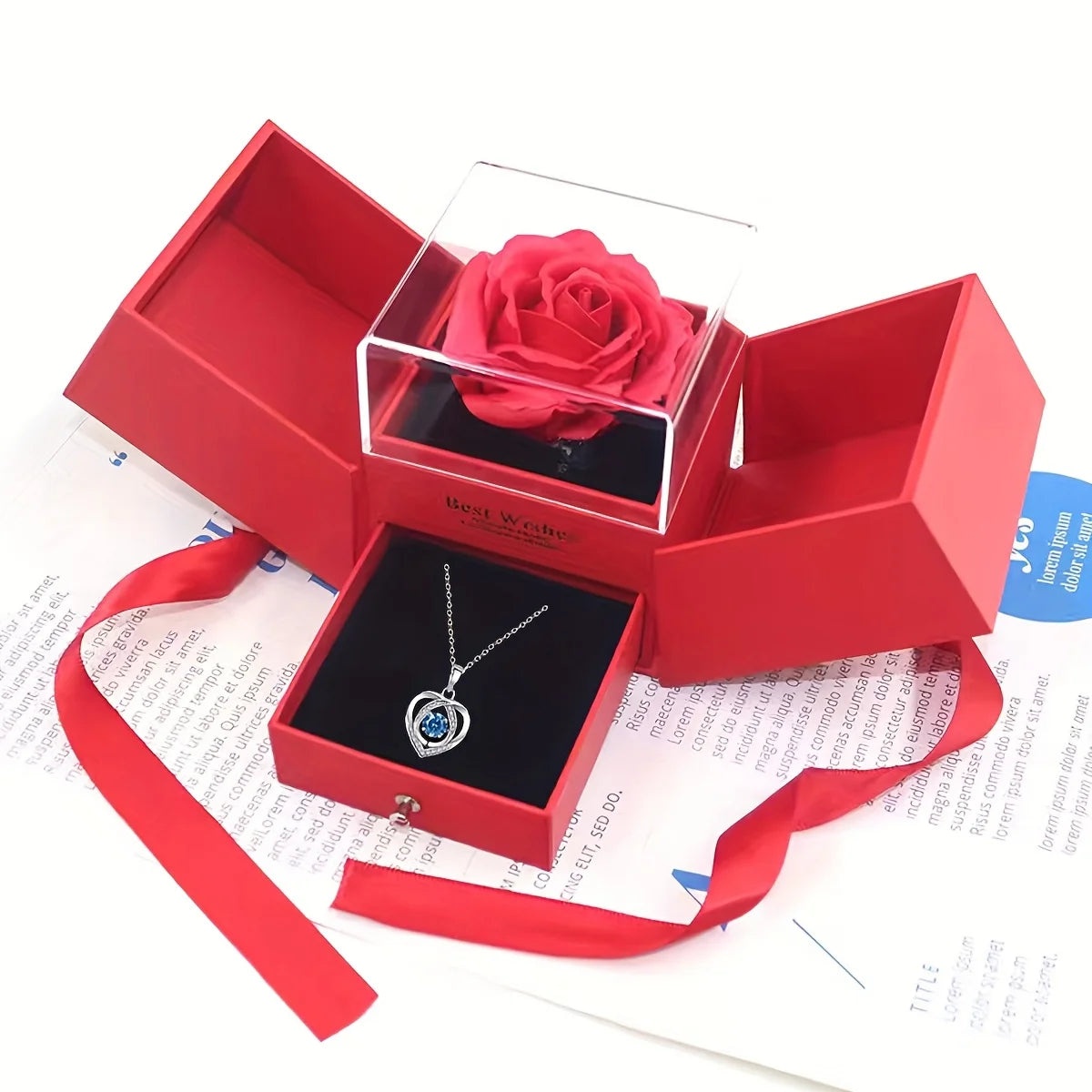 Premium Rose Soap Gift Box with MOM Pendant Necklace
