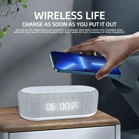 15W Wireless Charger Alarm Clock with Night Light & Thermometer