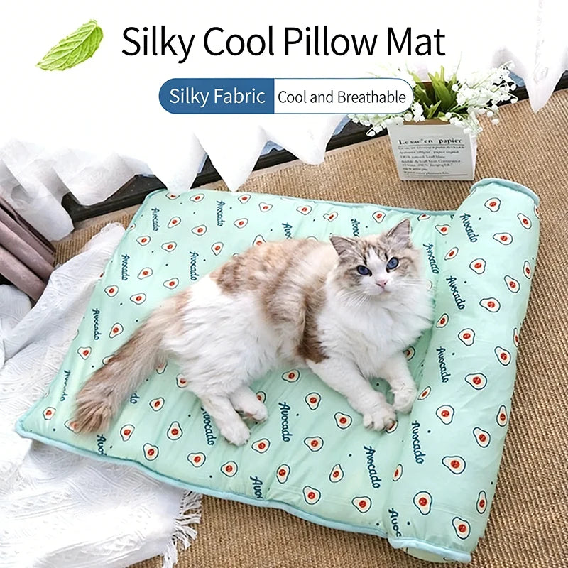 Summer Ice Silk Pet Cooling Mat | Non-Slip Washable Dog Bed