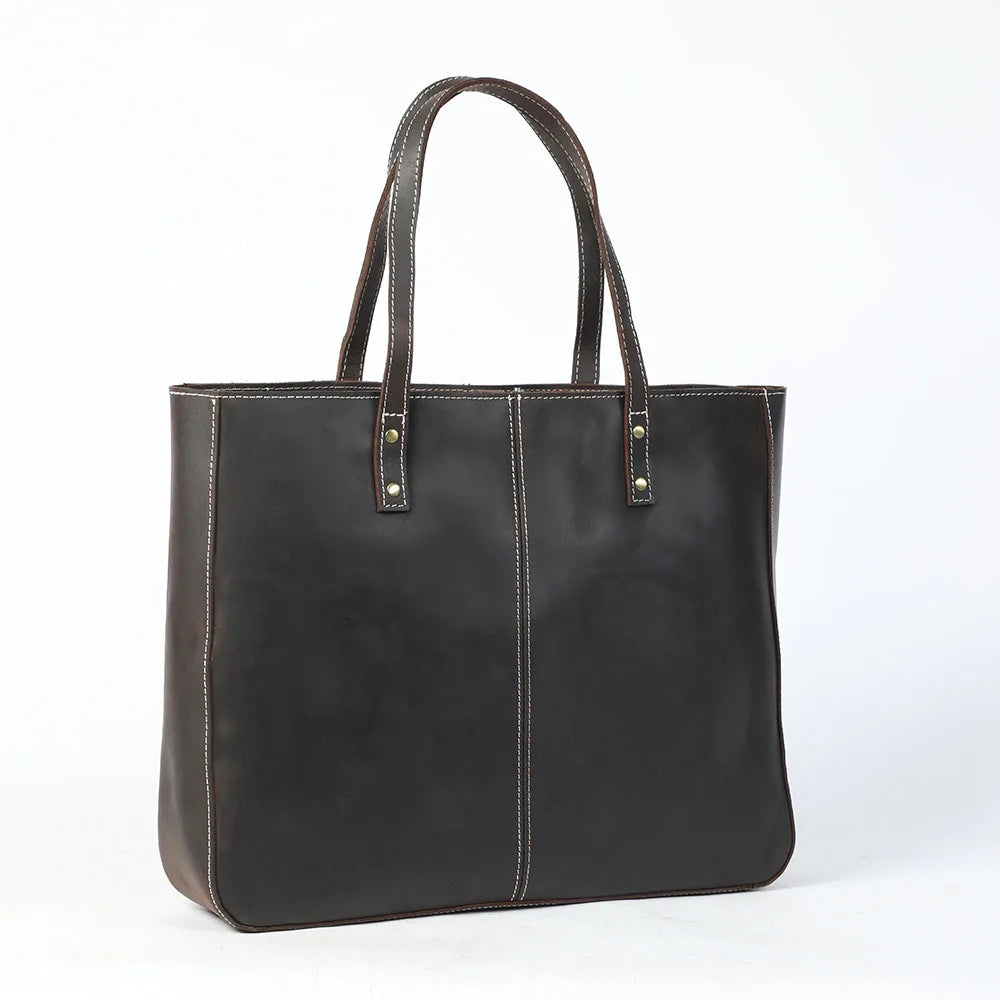 Genuine Leather Tote Bag | Versatile Shoulder Bag for Men & Women