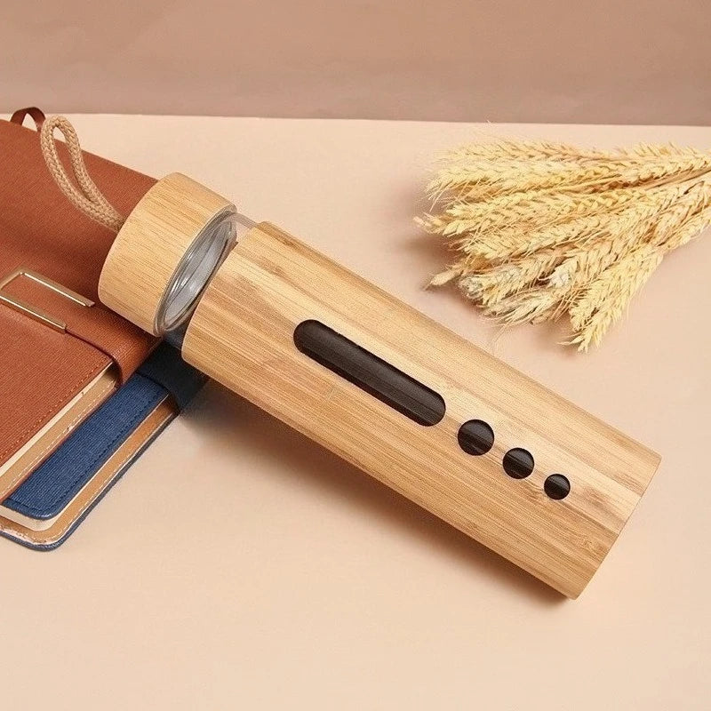 Eco-Friendly Borosilicate Glass Water Bottle with Bamboo Sleeve