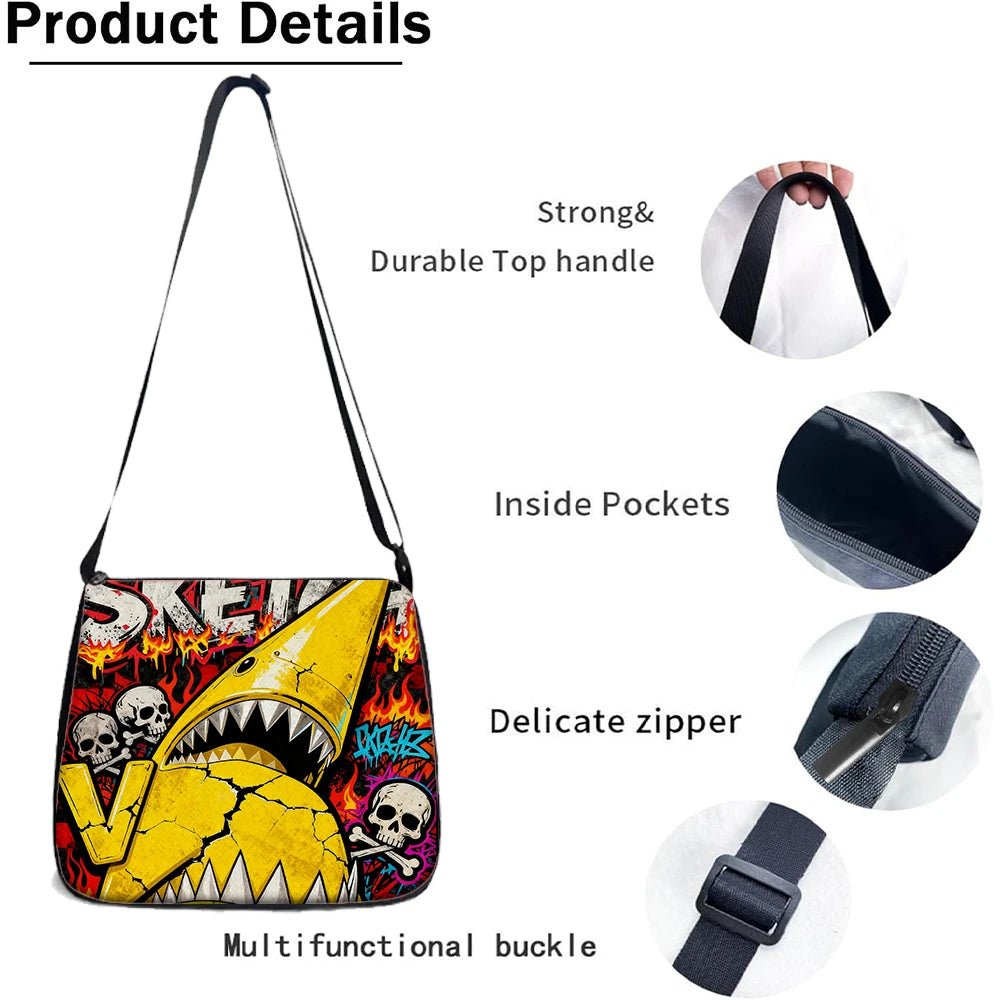 Trendy Shark Graphic Backpack Set | Perfect for School & Daily Use
