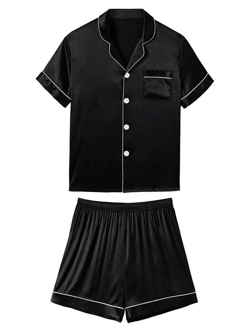 Men's Luxury Satin Pajama Set | Short Sleeve Summer Sleepwear