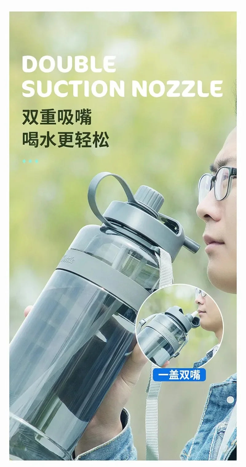 Outdoor Double Straw Water Drinking Bottle | BPA Free Sports Cup
