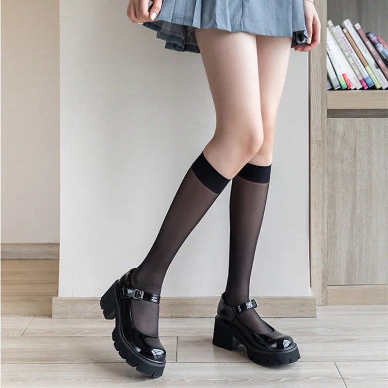 Ultra-Thin Transparent Nylon Mesh Stockings | Summer Knee High Socks