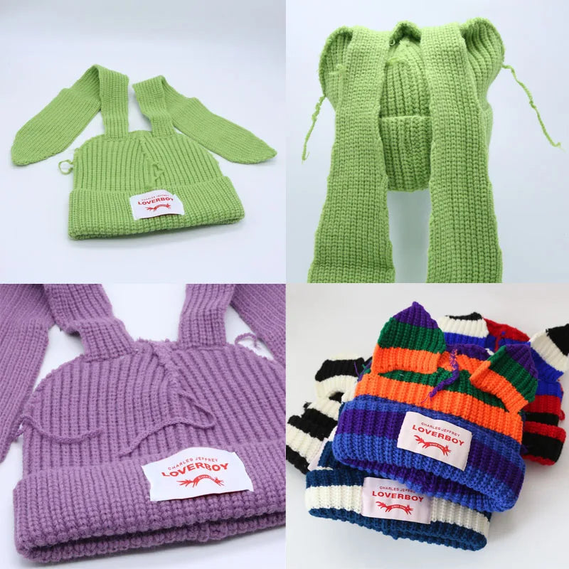Unisex Long Fox Ears Knitted Beanie | Y2K Bunny Rabbit Hat