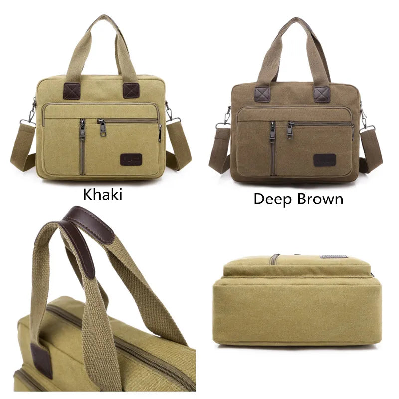 Canvas Men's Handbag Shoulder Bag Travel Large Capacity Multi-layer Crossbody Bag Student Travel Top-handle Bag Leisure Tote sac