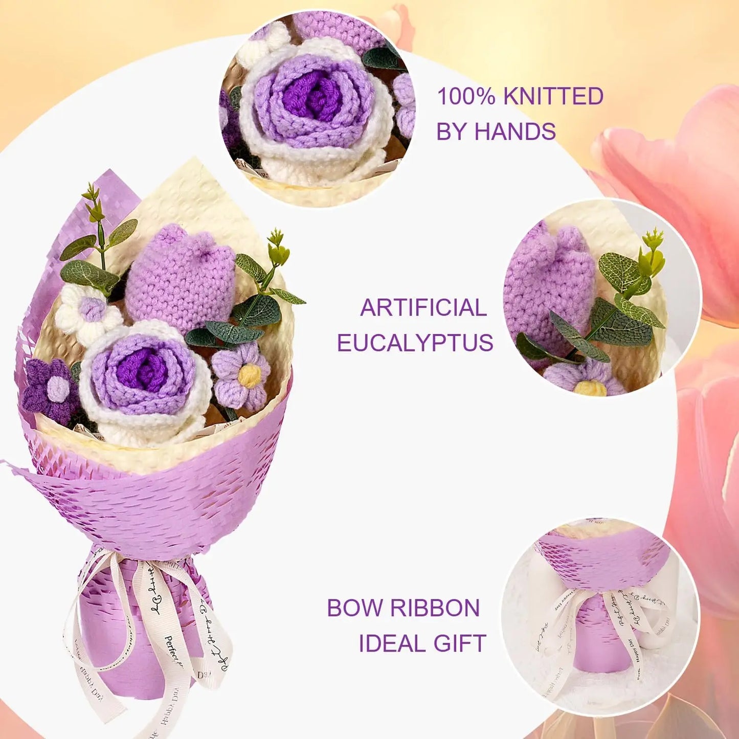 Handmade Crochet Flowers Bouquet | Beautiful Purple Home Decor