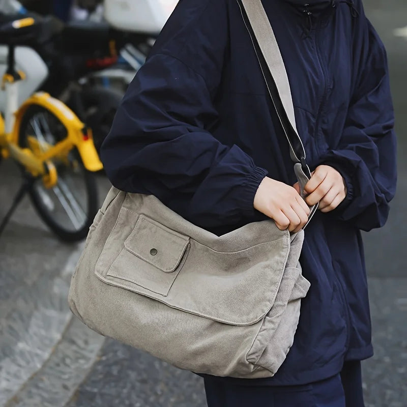 Versatile Canvas Messenger Bag | Large Capacity & Adjustable Design