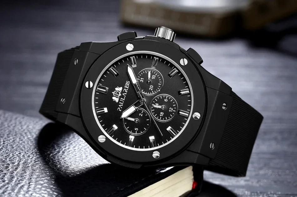 Men's Casual Automatic Mechanical Watch | Rose Gold & Rubber Strap