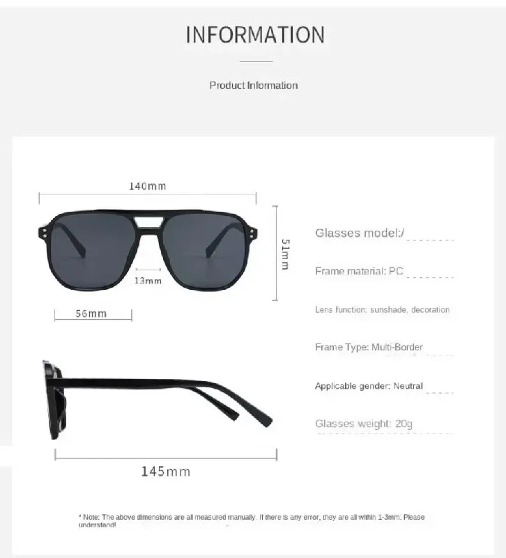 Vintage Unisex Big Sunglasses | Retro UV400 Square Shades