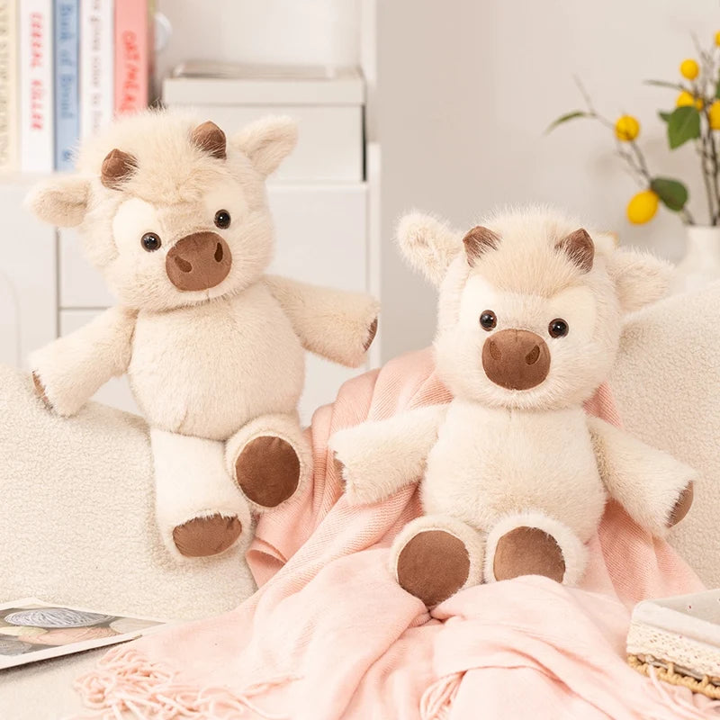 Adorable Highland Cattle Plush Toy | Huggable Running Cow Stuffed Animal