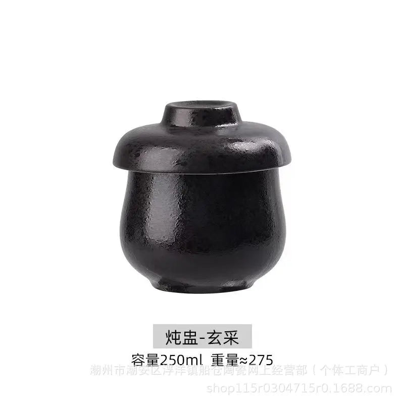 Japanese Ceramic Small Stew Pot Set | Creative Tableware for One