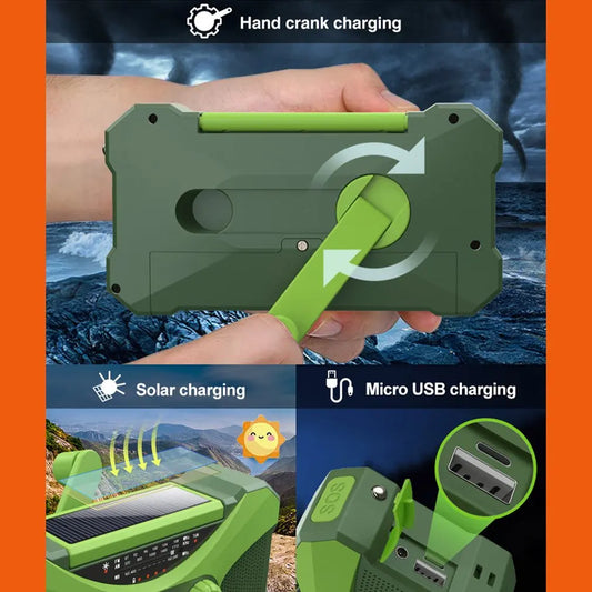 10000mAh Emergency Portable Radio | Weather Alert & Power Bank