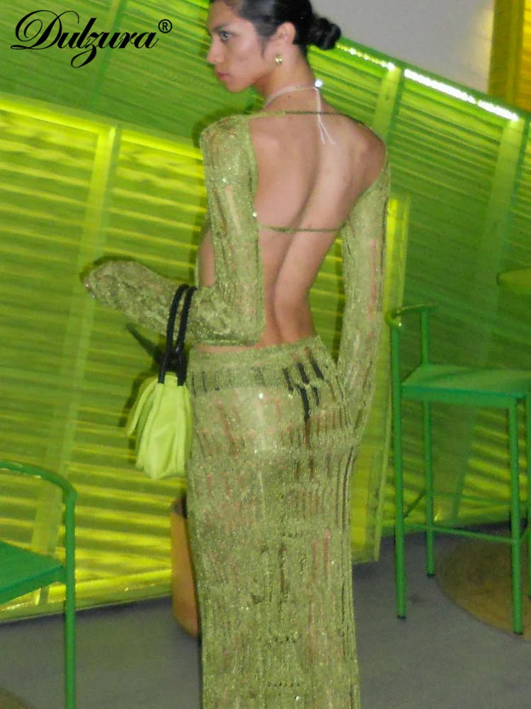 Elegant Hollow Out Backless Maxi Dress | Summer Women’s Fashion
