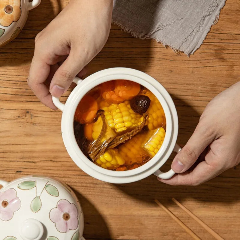 Hand-Painted Ceramic Stew Pot | Versatile Heat-Resistant Cookware