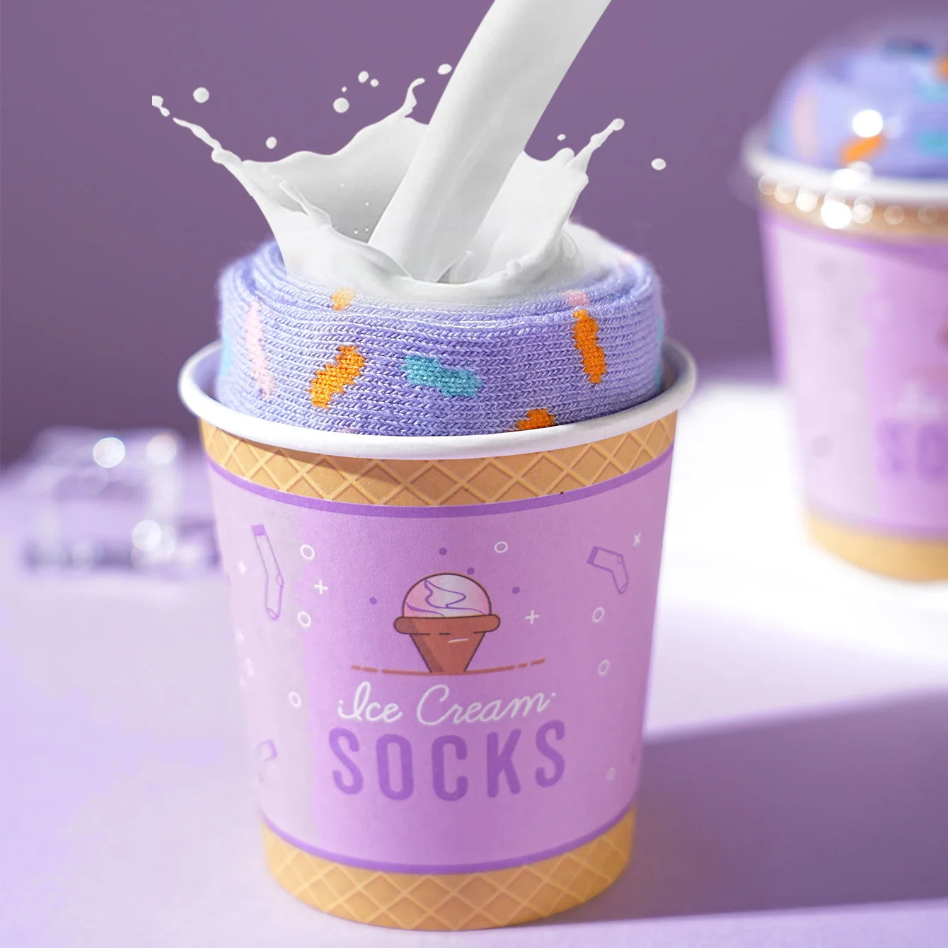 Novelty Blueberry Ice Cream Gift Box Socks | Fun Unisex Mid-Calf