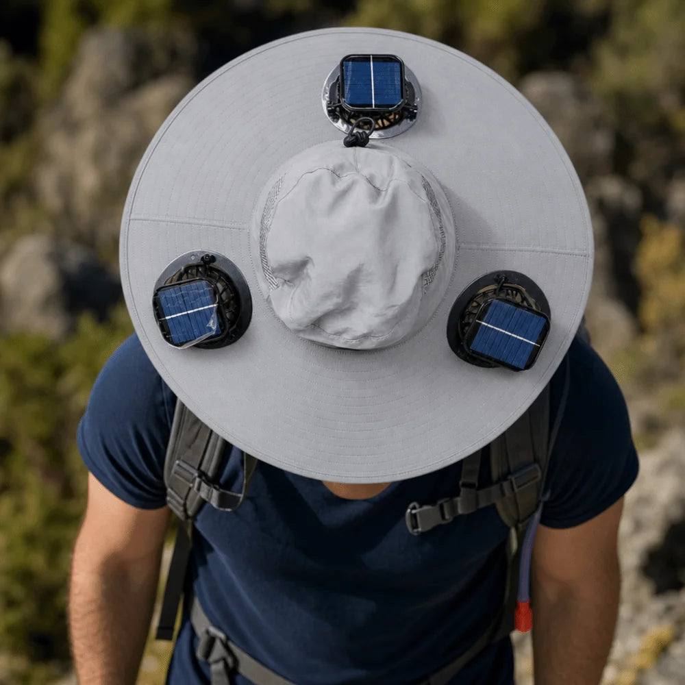 3 Fans Solar Fan Hat | Breathable UV Protection Wide Brim Cap
