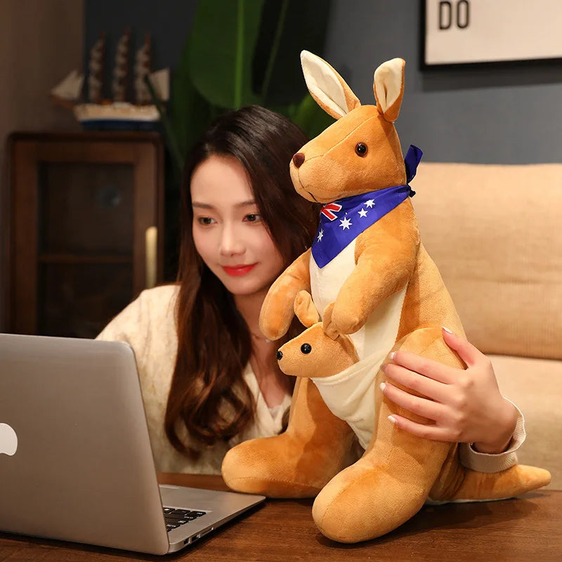 Lifelike Kangaroo Plush Toy | Mum & Baby Simulation Toy