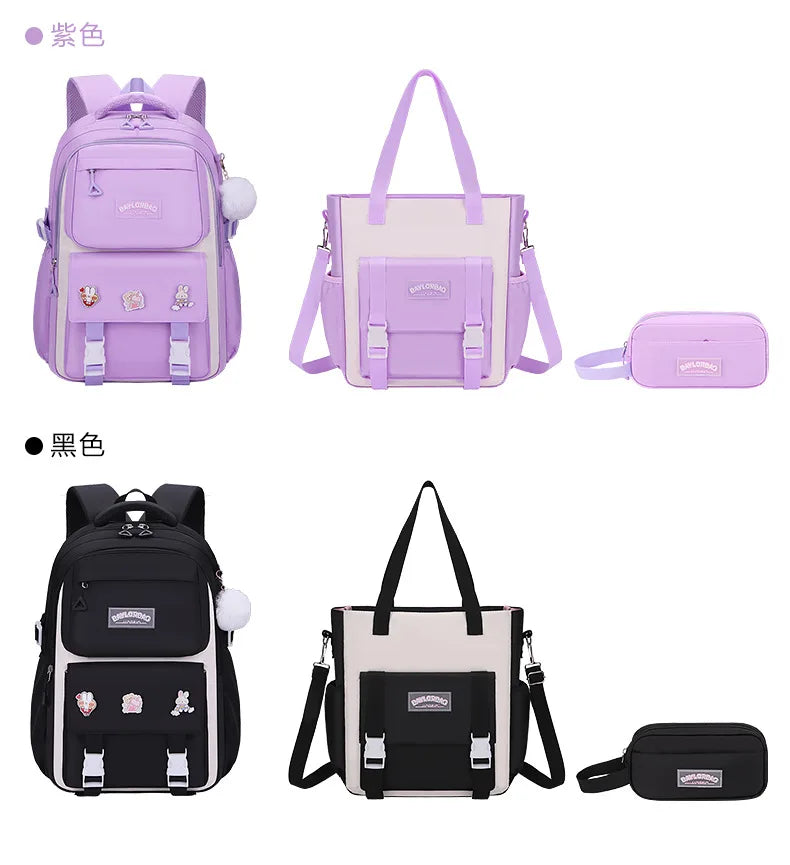 Large Capacity Spine Protection Backpack Set for Students