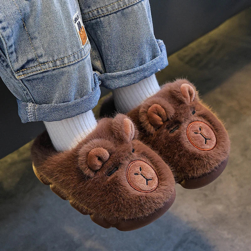 Kids' Capybara Cartoon Plush Slippers | Soft & Cozy Indoor Shoes