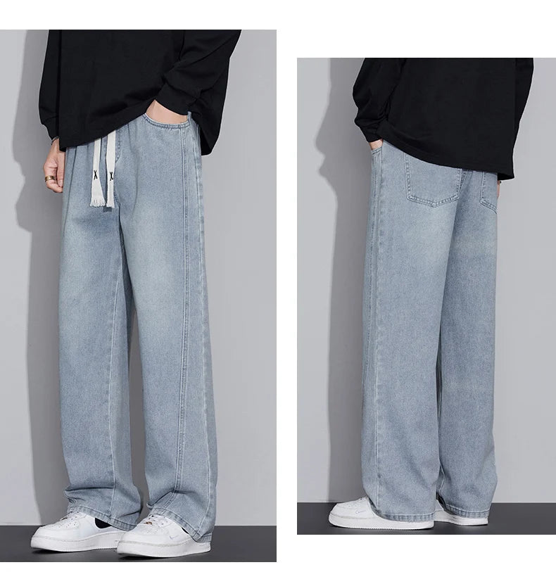 Men's Distressed Wide Leg Jeans | Casual Autumn Winter Style