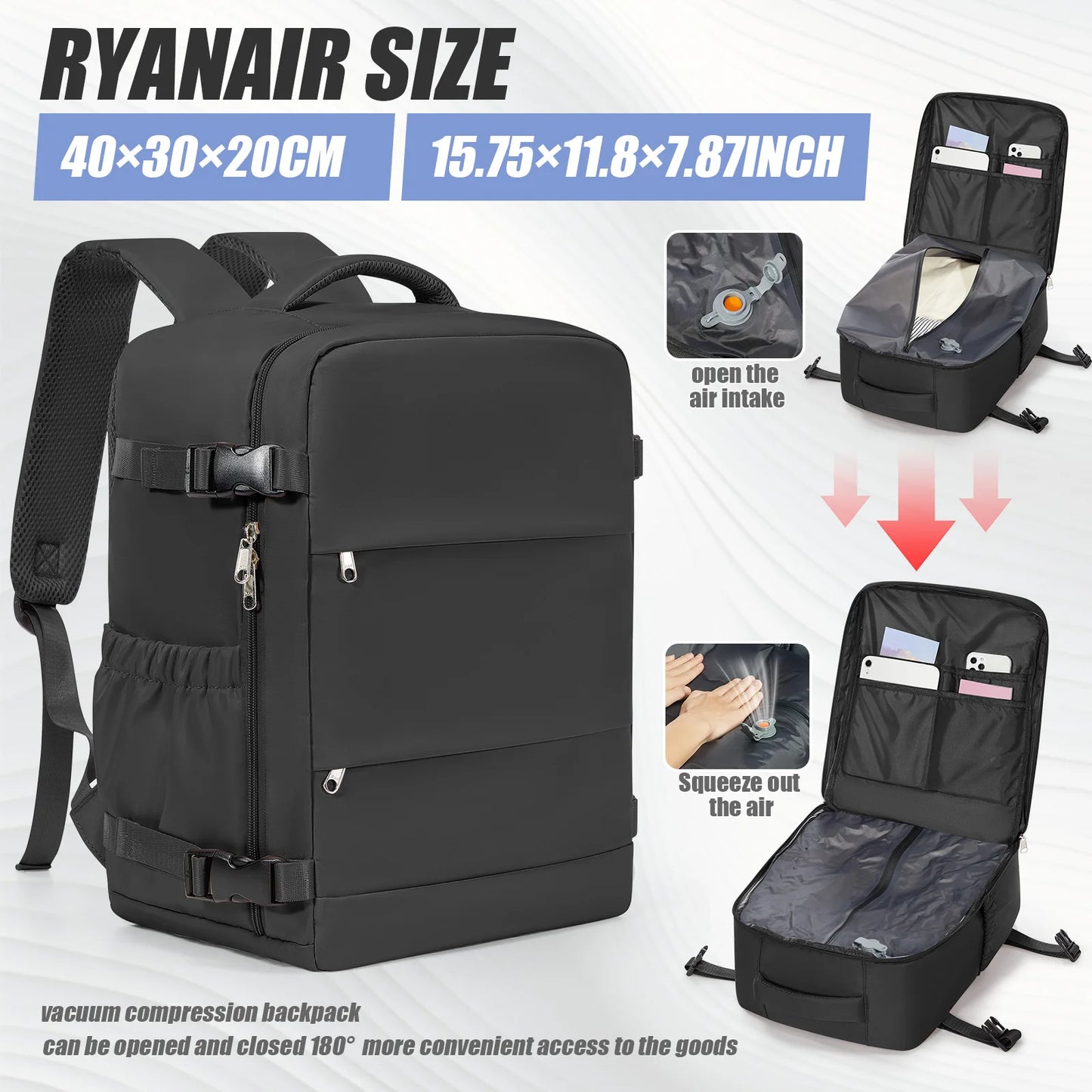 Vacuum Compression Travel Backpack | Ideal Cabin Bag for Air Travel