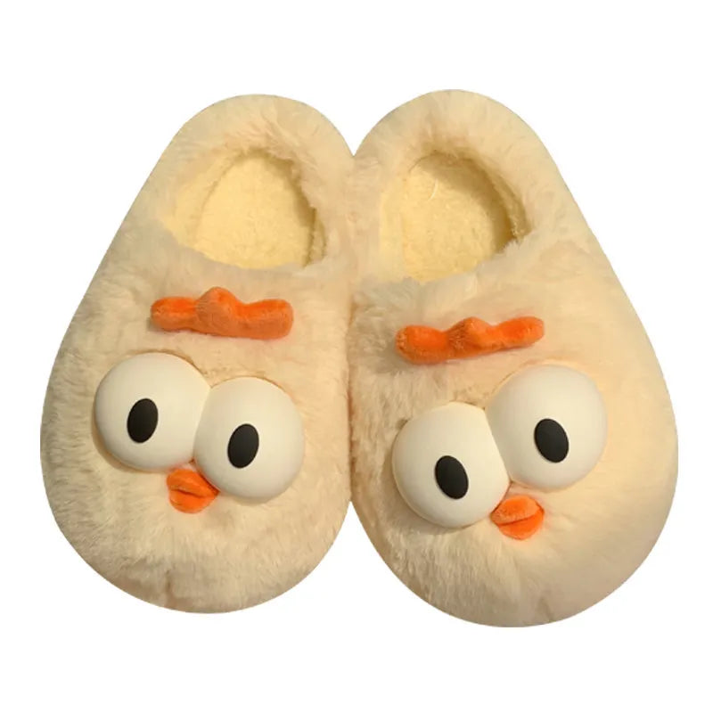 Women's Cute Cartoon Chicken Plush Slippers | Cozy Indoor Shoes