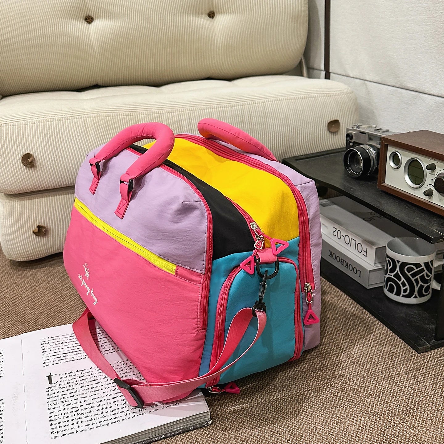 Fashion Trend Dopamine Contrasting Travel Bag Independent Shoe Compartment, Lightweight Yoga Bag, Outdoor Sports and Fitness Bag