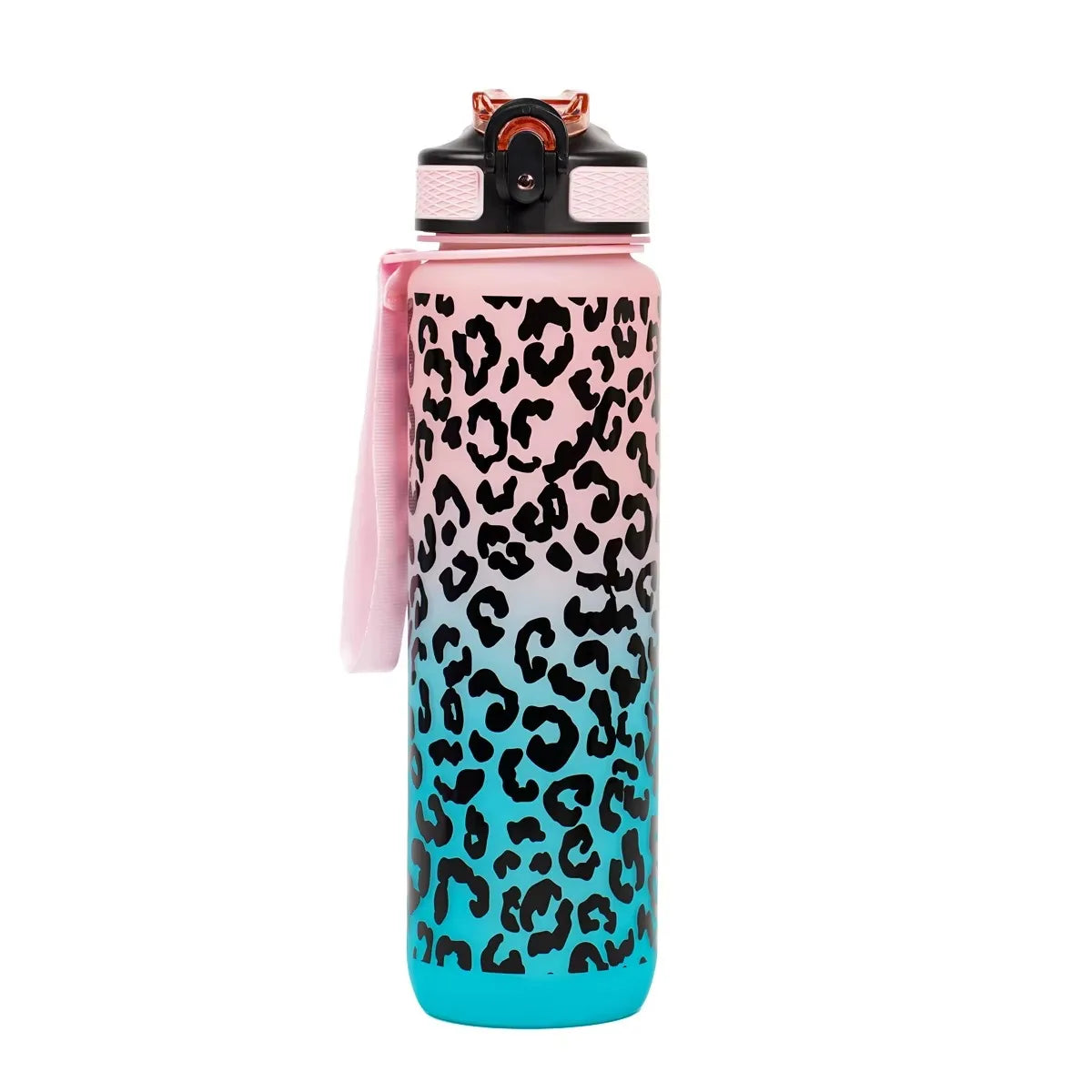 1 Liter Leopard Print Sports Water Bottle | Leak-Proof & Portable