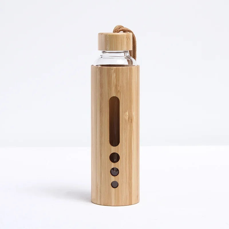 Eco-Friendly Borosilicate Glass Water Bottle with Bamboo Sleeve