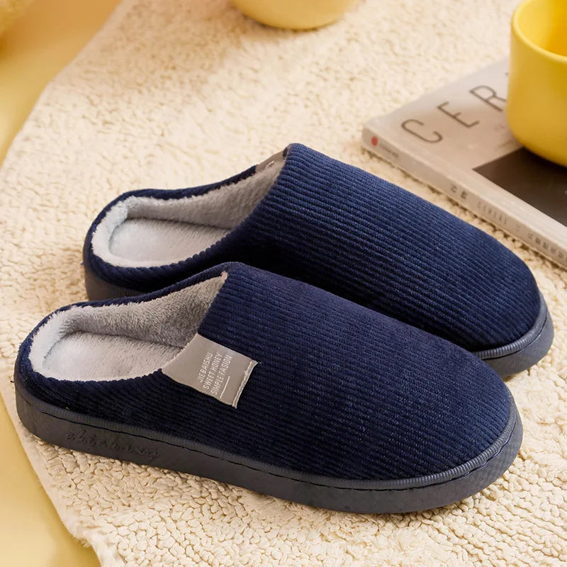 Cozy Plush Cotton Slippers for Couples | Anti-Slip Indoor Footwear