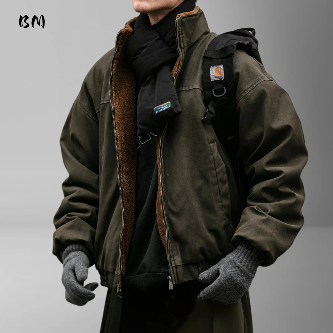 Men's Vintage Heavyweight Winter Jacket | Windproof & Warm