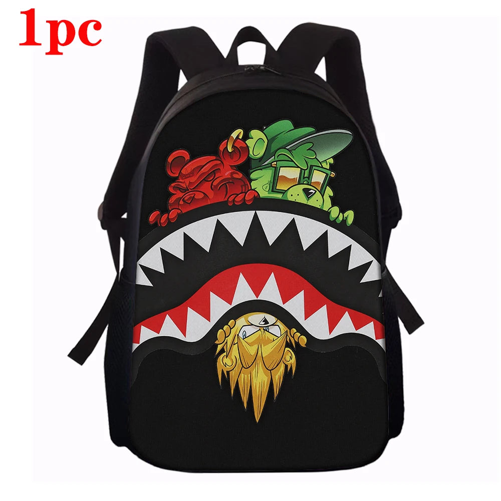 Trendy Shark Graphic Backpack Set | Perfect for School Adventures