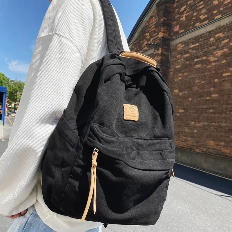 Casual Canvas Backpack for Students | Trendy Unisex College Bag