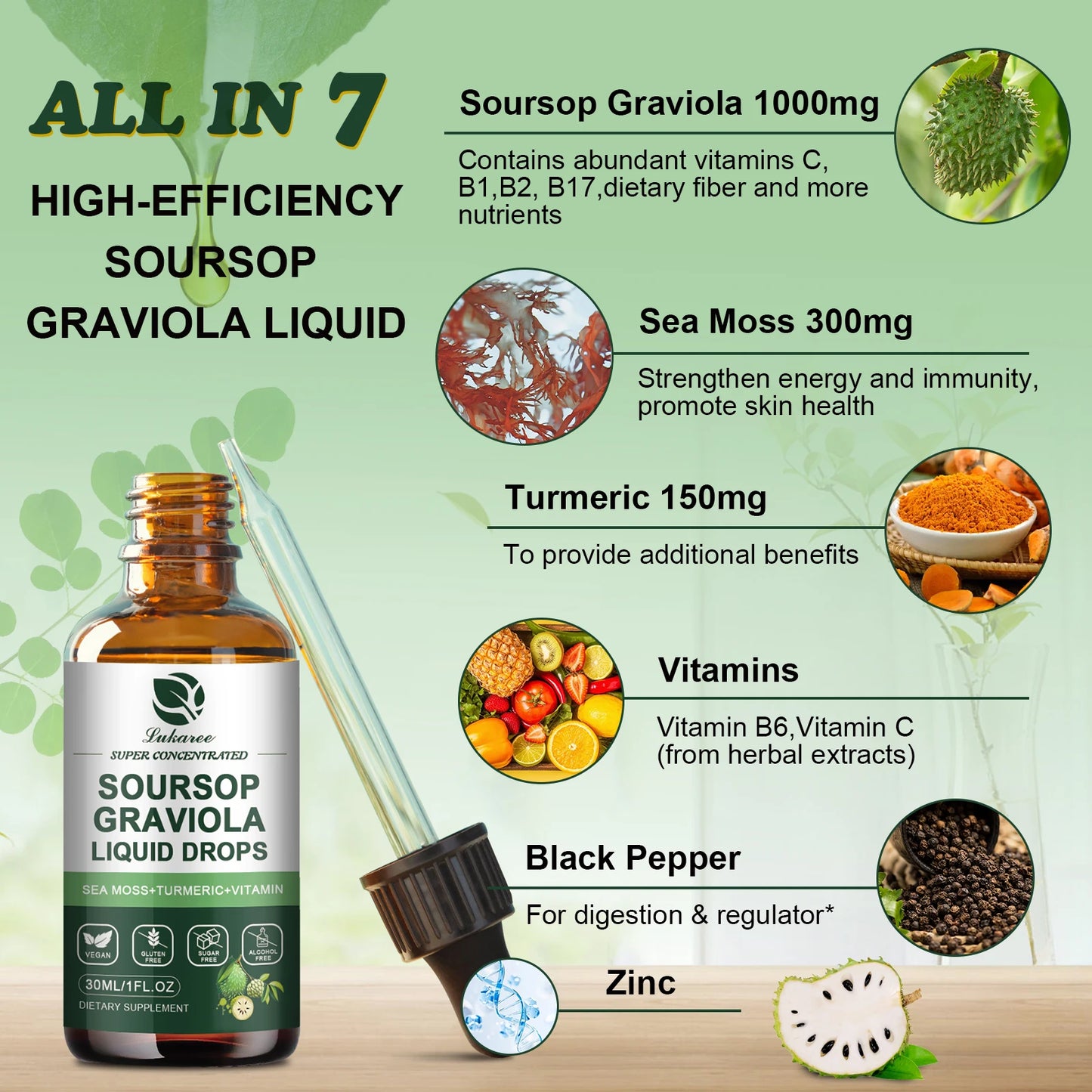30ML Soursop Graviola Extract Drops | Boost Immunity & Detox